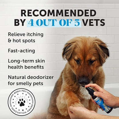 Restore + Soothe Hot Spots Spray for Dogs &amp; Cats - Gentle on Sensitive Skin, Chlorhexidine Alternative Spray, Soothes Itching, Irritation with Aloe and Microsilver (Lavender) - 4oz