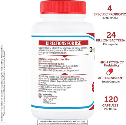 Azovast Plus Kidney Health Supplement for Dogs &amp; Cats, 360ct - NO Refrigeration Required - Help Support Kidney Function &amp; Manage Renal Toxins - Renal Care Supplement Capsule(U.S.A)(360 Caps)