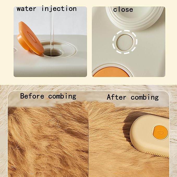 Pet Grooming Brushm,Cat Brush,3 In1 Spray Cat BrushSelf-Cleaning Wet Dog Comb with USB Rechargeable &amp; Water Tank,Suitable for Dogs,Cats to Reduces Flying Hair (Brown)