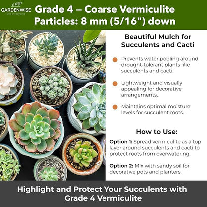 Organic Coarse Vermiculite for Indoor Gardening Plants and Mushrooms – Enhances Soil Aeration, Seed Germination, Rooting Cuttings – Small Packages and Bulk (Vermiculite Grade 4 – Coarse, 30 quarts)
