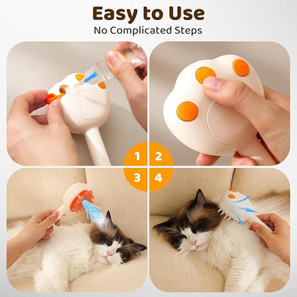 Steam Cat Brush, 6-in-1 Dog Brush Spritz Defur Comb, Steamy Skin Friendly Deshedding Grooming Tool, Suitable for Shedding &amp; Haired Pets, Pet Supplies Accessories,White