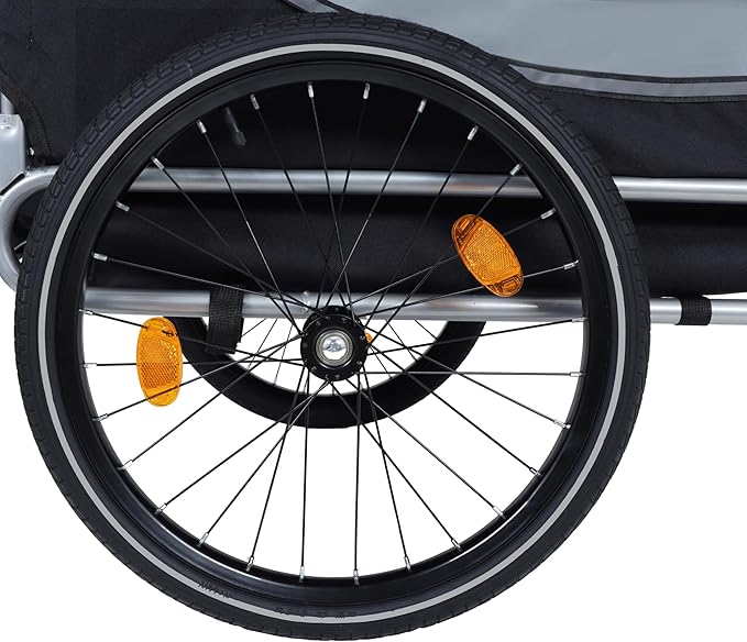 Blue-Grey Large Folding Bike Trailer for Dogs – Heavy-Duty Steel Frame, 66LB Capacity Pet Carrier for All-Terrain Cycling, Jogging &amp; Camping Adventures!