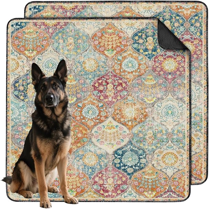 Washable Pee Pads for Dogs 2 Pack, Absorbent Reusable Puppy Pads Waterproof, Leakproof &amp; Non-Slip Whelping Pad, Potty Training Pads for Dogs Playpen Mat 48x48
