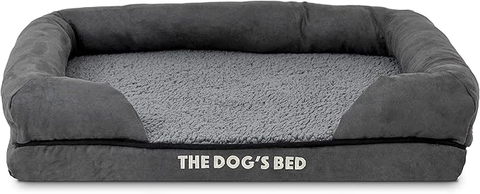The Dog’s Bed, Small Plush Grey, Memory Foam, Pain Relief: Arthritis, Hip &amp; Elbow Dysplasia, Post Surgery, Lameness, Supportive, Calming, Waterproof Washable Cover, Veterinary Approved