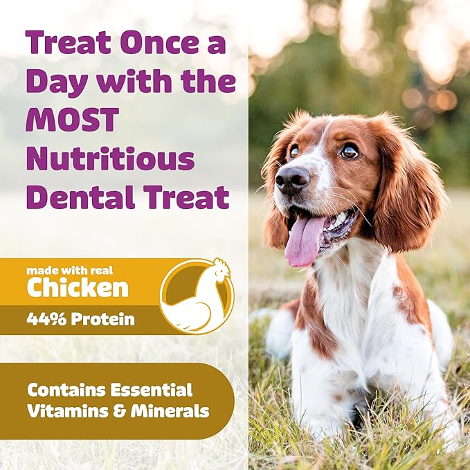 Dog Dental Treats – Vet VOHC Approved – Delicious Chicken Protein – Removes Tartar with Cleaning Comb Shape – Dental Dog Treats for Large Dogs (36oz, 27 Count)