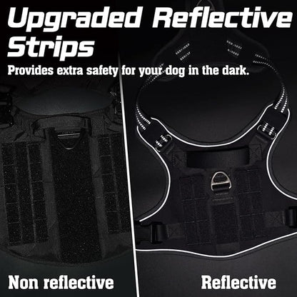 rabbitgoo Tactical Dog Harness for Small Dogs, No Pull Military Service Vest with Handle &amp; Molle, Easy Control for Training Walking, Adjustable Reflective Straps, Dark Grey, S