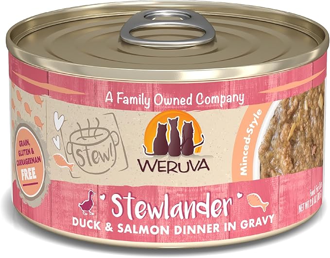 Weruva Classic Cat Stews!, Stewlander with Duck &amp; Salmon in Gravy, 2.8oz Can (Pack of 12)