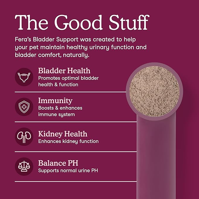 Fera Pets Bladder Support - Cranberry for Dogs &amp; Cats - D-Mannose &amp; Marshmallow Root - Urinary Tract Support - Supports Normal Urine pH - Boosts Immunity - 60 Scoops
