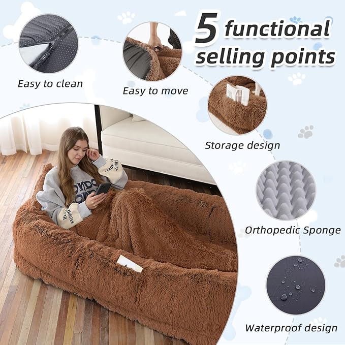 Human Dog Bed, Brown, 71&