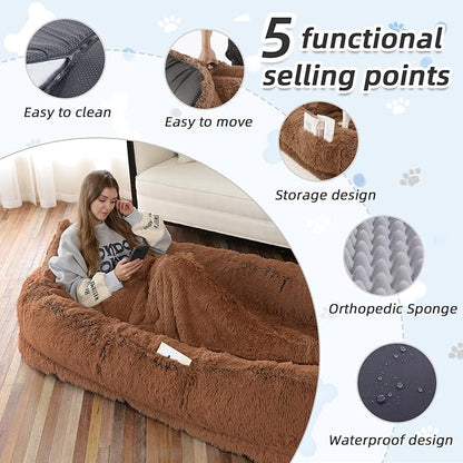 Human Dog Bed, Brown, 71&