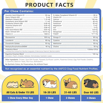 NATURE TARGET Dog Multivitamins for Overall Health with Minerals, Immune Support, Digestive Health, Joint, Hip, Skin &amp; Coat Care with Probiotics, Glucosamine, Enzymes, 120 Freeze Dried Chews