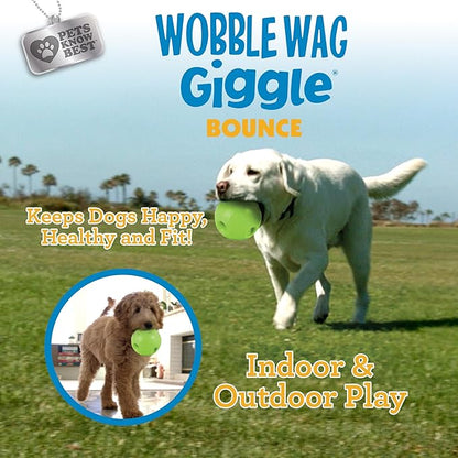 Wobble Wag Giggle Bounce Interactive Dog Toy- Sound Making Bouncing Ball for Dogs Ages Indoor &amp; Outdoor Play, Soft &amp; Durable with Easy Grip Design- Pets Know Best