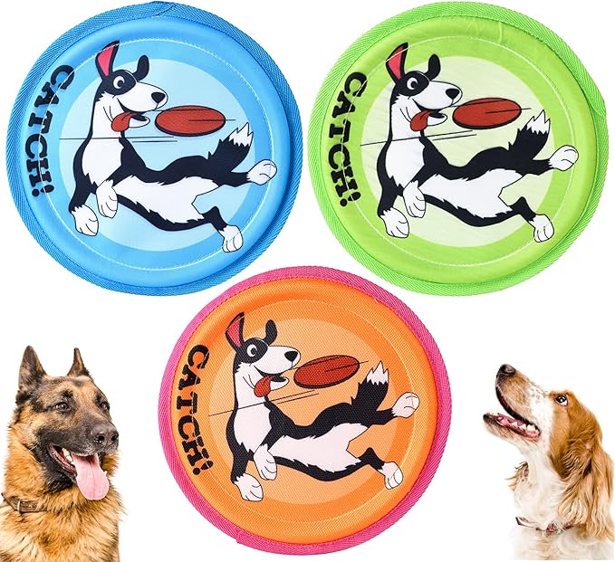 Dog Flying Disc, 3 Pack Dogs Flyer Toys, Lightweight Flying Disc Dog Fetch Toy for Small, Large Dogs &amp; Puppies - Floats in Water &amp; Safe on Teeth