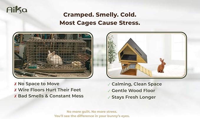 Wooden Rabbit Hideout Castle – Indoor Bunny House &amp; Hut for Rabbits, Guinea Pigs, Chinchillas &amp; Small Pets – Medium Size Habitat – Durable Wooden Rabbit House for Indoor &amp; Outdoor Use