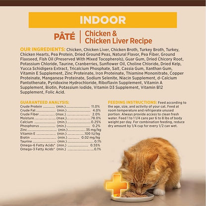 Wellness CORE+ Indoor Pate Adult Wet Cat Food, Natural, Protein-Rich, Grain Free, 5.5 Ounce, 24 Pack (Chicken &amp; Chicken Liver)