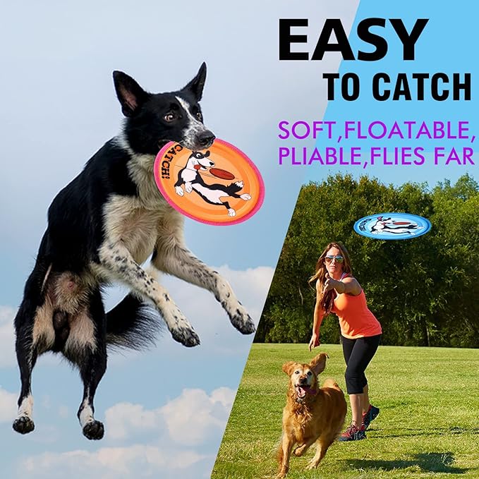 Dog Flying Disc, 3 Pack Dogs Flyer Toys, Lightweight Flying Disc Dog Fetch Toy for Small, Large Dogs &amp; Puppies - Floats in Water &amp; Safe on Teeth