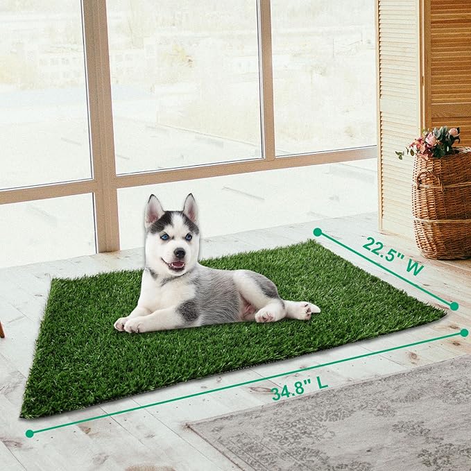 Dog Grass Mat, Synthetic Turf for Indoor/Outdoor Puppy Potty Training Durable, Drainable &amp; Easy-Clean Pet Bathroom Mat for Small to Large Dogs Grass Only (34.6"x22.5")
