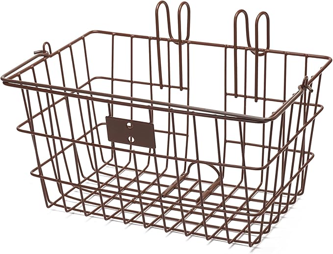 Retrospec Apollo-Lite Lift-Off Bike Basket - Detachable Steel Handlebar Basket with Carrying Handle for Commuting, Shopping &amp; Beach Trips - 14.5in x 9.5in Weather-Resistant Biking Gear