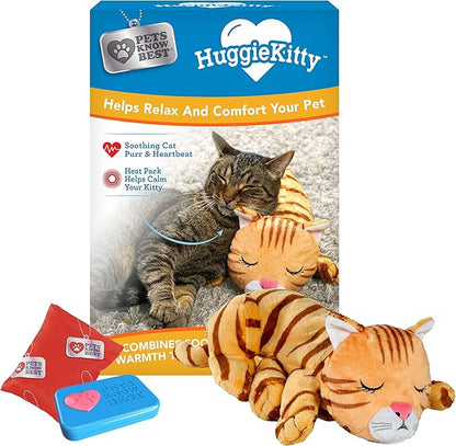 Pets Know Best HuggieKitty | Comfort Purring Companion with Heartbeat Sleep Aide for Cats &amp; Kittens, Heating for Calming Relief, Carrier &amp; Behavioral Training Essential, Breeds, Orange