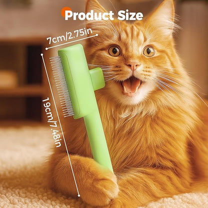 Pet Hair Removal Comb Flea Combs for Cats and Dogs, Pet Flea Comb Grooming Brush with One-Click Release Button, Dog Cat Deshedding Brush for Short &amp; Long Hair (Blue &amp; Green)