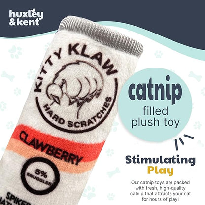 Huxley &amp; Kent Plush Cat Toy - Interactive Catnip Toy for Cats &amp; Kittens - Soft Kitty Toy with Crinkle &amp; Catnip - Fun Indoor Play Toy - Kitty Klaw Clawberry