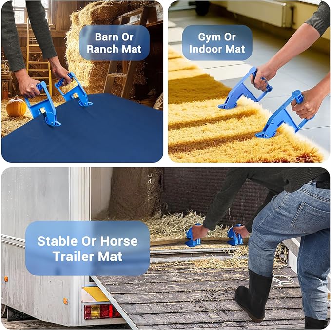 Pair of Mat Grippers for Horse Stall Mat, Effortless Mat Movers Tool, Stall Mat Puller for Horse Mat, Rubber Gym Mat &amp; Trailer Mat