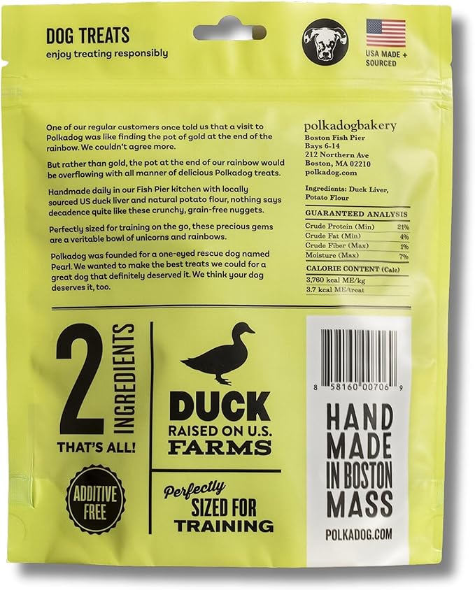 Polkadog Lucky Duck Crunchy Training Bits – All Natural, Grain Free Healthy Training Treats for Dogs. Handcrafted &amp; Made in USA. Great for Dogs with Allergies or Sensitive Stomachs – 7oz
