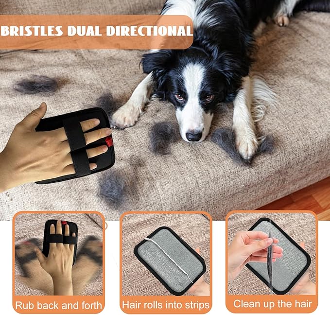 Pet Hair Removal Glove,Pet Hair Remover for Cat &amp; Dog,New Upgraded Electrostatic Gloves Pet Hair,Reusable Electro Static Pet Hair Remover Electrostatic Gloves for Furniture,Couch (2 PC Small Red)