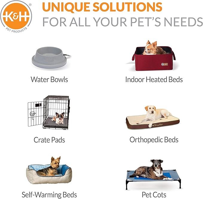 K&amp;H Pet Products Outdoor Elevated Dog Cot, Breathable Cooling Elevated Cot Hammock Pet Bed for Medium Dogs, Washable Mesh Cover, Raised Metal Frame, Collapsible, Portable - Medium 32 X 25in Gray