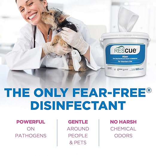 REScue One-Step Disinfectant Cleaner &amp; Deodorizer Wipes for Vet Use – Cleaner for Kennels, Litter Boxes, Vet Offices, Pet Grooming Surfaces – Extra Large Wipes, 160-Count Bucket Refill (1 Pack)