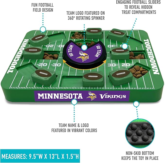Pets First NFL Minnesota Vikings Large Puzzle Toy - New Size, Interactive Dog Treat &amp; Slow Feeding Puzzle