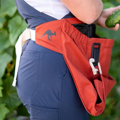 Roo Gardening Apron with Pockets &amp; Harvesting, Picking Pouch - Adjustable, Water-resistant, Washable Canvas Cotton