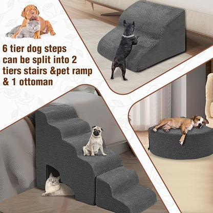 Update Stable Dog Stairs &amp; Steps Ramps for High Beds 30 inches High Tall, LitaiL 6 Step Pet Stairs Steps for High Beds 30 inch Large Dogs, Non-Slip Dog Ramps for Small Dogs, Older Cat