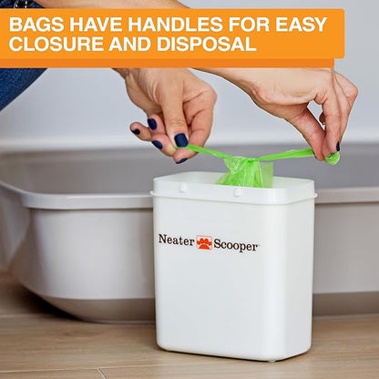 Neater Pet Brands Neater Scooper Standard Cat Litter Scoop, 60 Refill Bags – Mess-Free Cat Litter Scooper with Bag, Spill-Proof Kitty Box Sifter, Bin Doubles as Scoop Holder, For Single-Cat Households