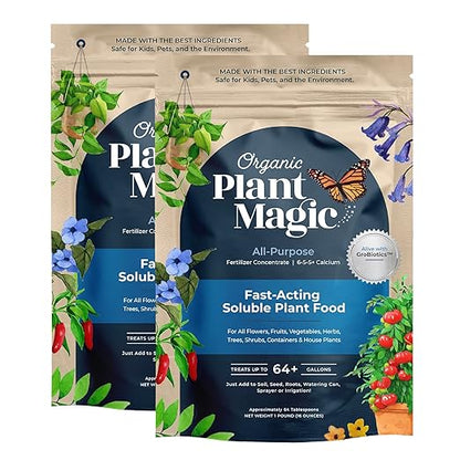 Organic Plant Magic - Truly Organic™ Fast-Acting Soluble Plant Food: All-Purpose Fertilizer Concentrate for All Flower Vegetable Herb Fruit Tree Shrub Container Garden &amp; House Plants [Two 1 lb Bags]