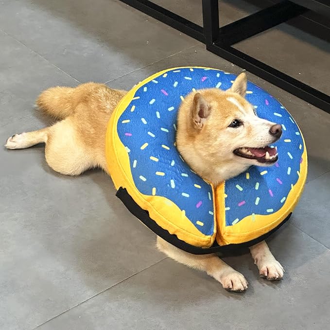 Katoggy Inflatable Dog Cone Collar for Post-Surgery Dogs &amp; Cats, Soft Adjustable Blow-Up Donut E-Collar for Small, Medium &amp; Large Pets
