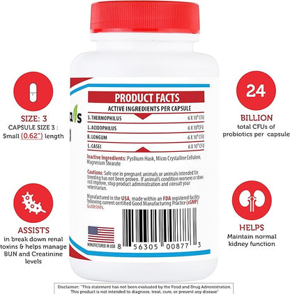 Azovast Plus Kidney Health Supplement for Dogs &amp; Cats, 240ct - NO Refrigeration Required - Help Support Kidney Function &amp; Manage Renal Toxins - Renal Care Supplement Capsule(U.S.A) (240 Caps)