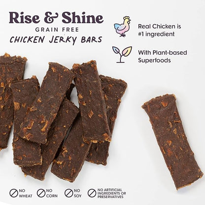Rise &amp; Shine Dog Treats, Chicken Jerky, Snack Bars, Puppy Training Treats, Natural Superfood, Grain, Corn, Poultry &amp; Soy Free, 16oz