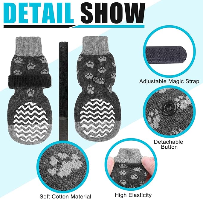 EXPAWLORER Anti Slip Dog Socks to Prevent Licking Paws, Dog Shoes for Hot Pavement, Dog Booties for Small Medium Large Senior Dogs, Traction Control Dog Boots &amp; Paw Protectors for Hardwood Floors