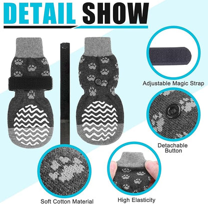 EXPAWLORER Anti Slip Dog Socks to Prevent Licking Paws, Dog Shoes for Hot Pavement, Dog Booties for Small Medium Large Senior Dogs, Traction Control Dog Boots &amp; Paw Protectors for Hardwood Floors