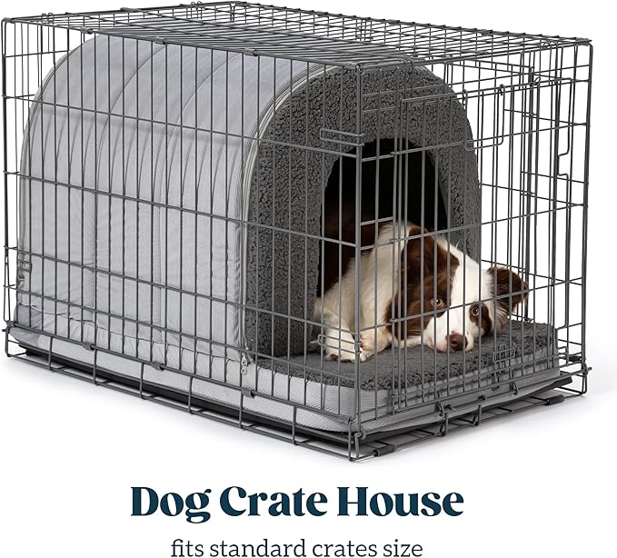 Orthopedic Dog Bed House - Dog House Indoor with Egg-Crate Foam - Tent Bed with Waterproof Lining &amp; Nonskid Bottom, Ideal for Extra Large Breeds &amp; Fits 42-Inch Crate - 41"x27", Charcoal