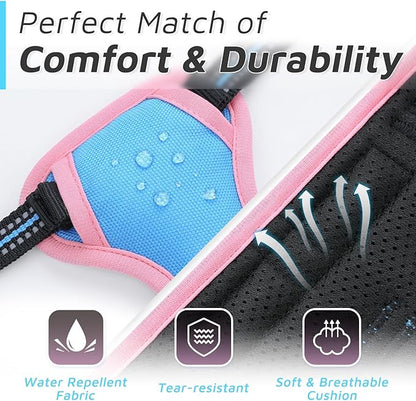 Eagloo Small Dog Harness No Pull, Service Vest with Reflective Strips and Control Handle, Adjustable and Comfortable for Walking, No Choke Pet Harness with 2 Metal Rings, Pink &amp; Blue, XS