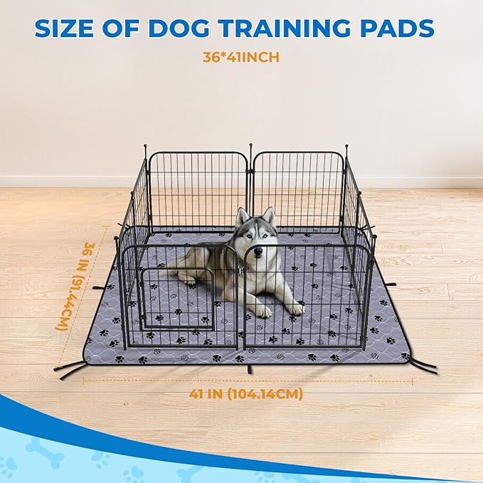 Fostanfly Washable Pee Pads for Dogs, 2 Pack Large 36"x41" Ultra-Absorbent and Leak-Proof Non-Slip Reusable Potty Training Pads for Dogs, Cats, Puppy, Potty Training of Add 8 Lanyards