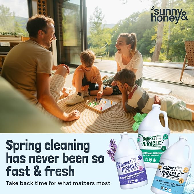 Sunny &amp; Honey Carpet Cleaner Solution - 32 Fl Oz, Fresh Summer Scent - Rug Shampoo &amp; Upholstery Cleaning Solution - Pet Odor Eliminator &amp; Pet Stain Remover
