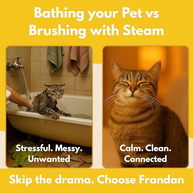 Steam Cat Brush for Indoor Cats – Mist Spray Comb for Shedding &amp; Hair Removal | Silicone Pet Grooming Tool for Long-Haired Cats &amp; Dogs