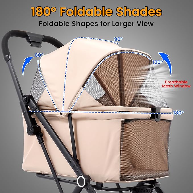 Foldable Dog Stroller - Lightweight Pet Stroller with One-Step Folding, No Assembly Required for Walking, Travel &amp; Shopping, Perfect for Small Dogs, Senior Pets &amp; Cats