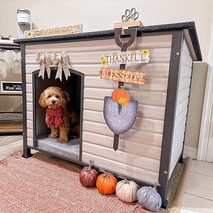 Aivituvin Large Dog House Outdoor Indoor Weatherproof Dog House for Small &amp; Medium &amp; Large Dogs with Unique All-Around Iron Frame＆Raised Feet（White）
