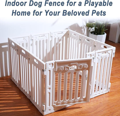 Dog Playpen with Door, DIY Shape Combination Puppy Pen,25.5" H 10-Panel Dog Fence,Non-Slip &amp; Secure Pet Gate, Easy to Assemble(Standard Room)