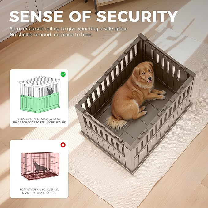 Dog House - Resin Outdoor Dog Kennel with Ventilated Design, Waterproof Dog Bed Shelter for Backyard, Garden &amp; Patio
