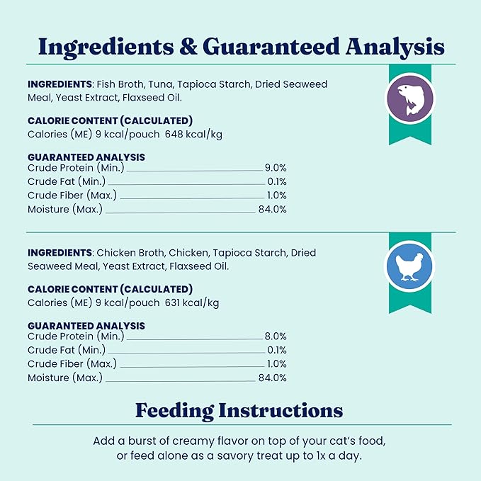 Solid Gold Lickable Cat Treats - Limited Ingredient SeaMeal Squeezable Healthy Cat Treats Variety - Chicken &amp; Tuna Snack &amp; Topper Squeeze Ups for Cats w/for Gut &amp; Immune Support - 3oz/6ct